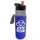 a smoke bottle & red lid & blue insulator the wave - 24 oz tritan(tm) bottle with flip straw lid and insulator caddy