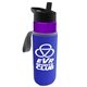 a violet bottle & black lid & blue insulator the wave - 24 oz tritan(tm) bottle with flip straw lid and insulator caddy