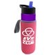 a violet bottle & blue lid & hot pink insulator the wave - 24 oz tritan(tm) bottle with flip straw lid and insulator caddy