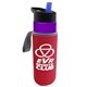 a violet bottle & blue lid & red insulator the wave - 24 oz tritan(tm) bottle with flip straw lid and insulator caddy
