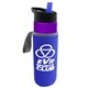 a violet bottle & blue lid & blue insulator the wave - 24 oz tritan(tm) bottle with flip straw lid and insulator caddy