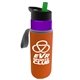 a violet bottle & green lid & orange insulator the wave - 24 oz tritan(tm) bottle with flip straw lid and insulator caddy