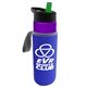 a violet bottle & green lid & blue insulator the wave - 24 oz tritan(tm) bottle with flip straw lid and insulator caddy
