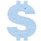 a blue dollar sign seed shape bookmark