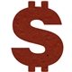 a brick red dollar sign seed shape bookmark