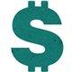 a teal dollar sign seed shape bookmark
