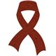 a brick red ribbon seed shape bookmark