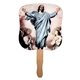 a white stock design hand fan - resurrection of jesus