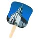 a white stock design hand fan - white church