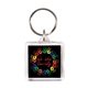 aerial view a clear stock shape acrylic key ring - 1 1/2 x 1 1/2 square, image 1 of 5