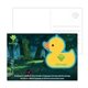 a yellow post card with full color rubber duck coaster