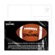 a white post card with full color football coaster