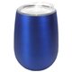 aerial view a metallic blue halcyon(r) 12 oz stainless steel wine glass with acrylic lid, image 1 of 2