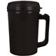 aerial view a black with black inner and lid 22 oz insulated mug, image 1 of 2