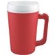 aerial view a cherry with white inner and lid 22 oz insulated mug, image 1 of 2