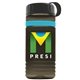 a transparent smoke bottle & black lid & cyan band groove stripe 20 oz tritan(tm) sports bottle with tethered lid and digital imprint