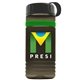 a transparent smoke bottle & black lid & green band groove stripe 20 oz tritan(tm) sports bottle with tethered lid and digital imprint
