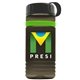 a transparent smoke bottle & black lid & lime green band groove stripe 20 oz tritan(tm) sports bottle with tethered lid and digital imprint