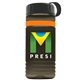 a transparent smoke bottle & black lid & orange band groove stripe 20 oz tritan(tm) sports bottle with tethered lid and digital imprint