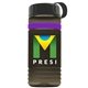 a transparent smoke bottle & black lid & violet band groove stripe 20 oz tritan(tm) sports bottle with tethered lid and digital imprint