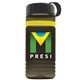 a transparent smoke bottle & black lid & yellow band groove stripe 20 oz tritan(tm) sports bottle with tethered lid and digital imprint