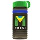 a transparent smoke bottle & green lid & blue band groove stripe 20 oz tritan(tm) sports bottle with tethered lid and digital imprint