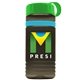a transparent smoke bottle & green lid & cyan band groove stripe 20 oz tritan(tm) sports bottle with tethered lid and digital imprint
