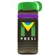 a transparent smoke bottle & green lid & violet band groove stripe 20 oz tritan(tm) sports bottle with tethered lid and digital imprint