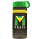 a transparent smoke bottle & green lid & yellow band groove stripe 20 oz tritan(tm) sports bottle with tethered lid and digital imprint