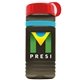 a transparent smoke bottle & red lid & cyan band groove stripe 20 oz tritan(tm) sports bottle with tethered lid and digital imprint