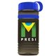 a transparent smoke bottle & royal blue lid & blue band groove stripe 20 oz tritan(tm) sports bottle with tethered lid and digital imprint