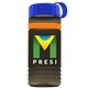 a transparent smoke bottle & royal blue lid & orange band groove stripe 20 oz tritan(tm) sports bottle with tethered lid and digital imprint