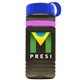 a transparent smoke bottle & royal blue lid & pink band groove stripe 20 oz tritan(tm) sports bottle with tethered lid and digital imprint