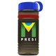 a transparent smoke bottle & royal blue lid & red band groove stripe 20 oz tritan(tm) sports bottle with tethered lid and digital imprint