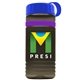 a transparent smoke bottle & royal blue lid & violet band groove stripe 20 oz tritan(tm) sports bottle with tethered lid and digital imprint