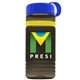 a transparent smoke bottle & royal blue lid & yellow band groove stripe 20 oz tritan(tm) sports bottle with tethered lid and digital imprint