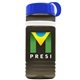 a transparent smoke bottle & royal blue lid & white band groove stripe 20 oz tritan(tm) sports bottle with tethered lid and digital imprint
