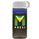 a transparent smoke bottle & white lid & blue band groove stripe 20 oz tritan(tm) sports bottle with tethered lid and digital imprint