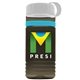 a transparent smoke bottle & white lid & cyan band groove stripe 20 oz tritan(tm) sports bottle with tethered lid and digital imprint