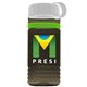 a transparent smoke bottle & white lid & lime green band groove stripe 20 oz tritan(tm) sports bottle with tethered lid and digital imprint