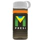 a transparent smoke bottle & white lid & orange band groove stripe 20 oz tritan(tm) sports bottle with tethered lid and digital imprint