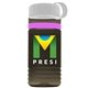 a transparent smoke bottle & white lid & pink band groove stripe 20 oz tritan(tm) sports bottle with tethered lid and digital imprint