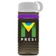 a transparent smoke bottle & white lid & violet band groove stripe 20 oz tritan(tm) sports bottle with tethered lid and digital imprint