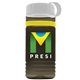 a transparent smoke bottle & white lid & yellow band groove stripe 20 oz tritan(tm) sports bottle with tethered lid and digital imprint