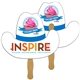 a white cowboy hat hand fan full color (2 sides) - paper products