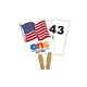 a white flag auction hand fan full color - paper products