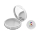 a white lip balm mirror compact