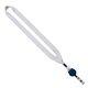 aerial view a navy 3/4 dye - sublimated lanyard with metal crimp retractable badge reel, image 1 of 2