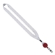 aerial view a red 3/4 dye - sublimated lanyard with metal crimp retractable badge reel, image 1 of 2