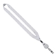 aerial view a white 3/4 dye - sublimated lanyard with metal crimp retractable badge reel, image 1 of 2